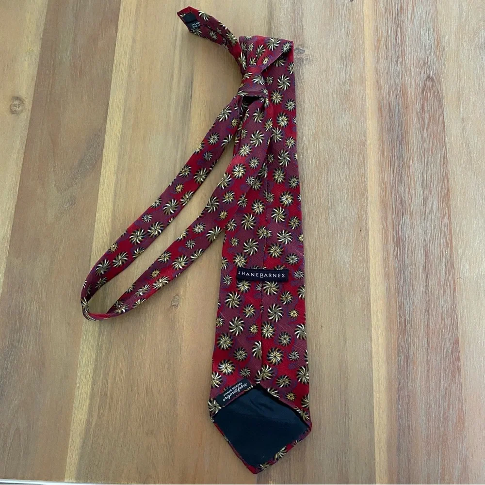 Men's Red and Purple Jhane Barnes Silk Patterned Tie